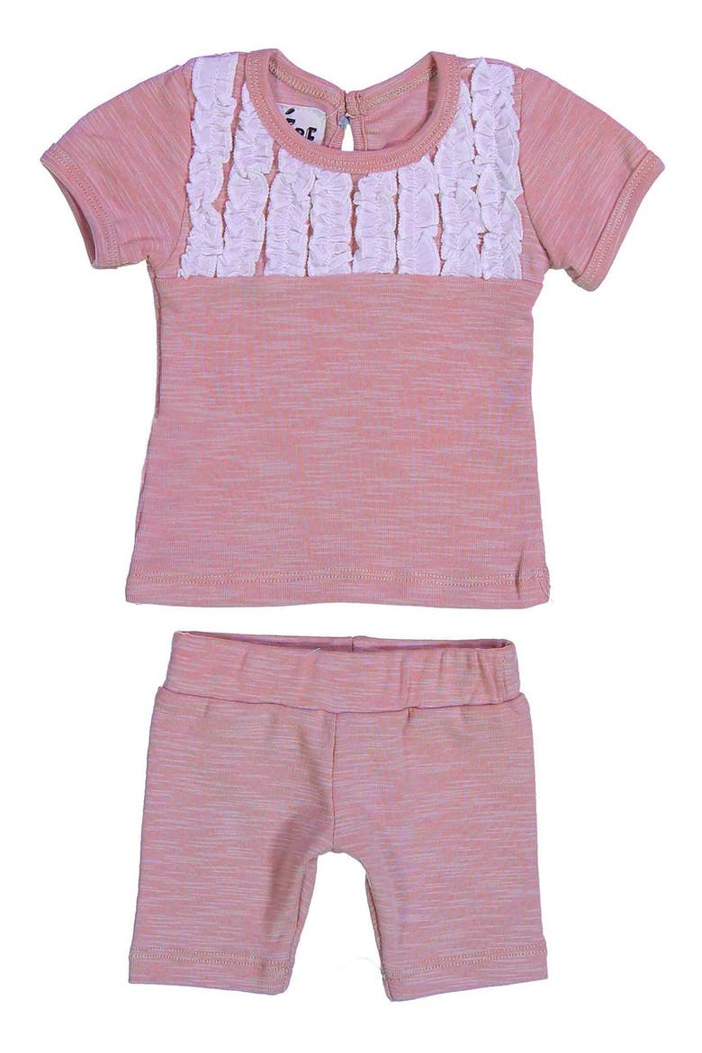 Kids' Tuxedo Ruffle Top & Shorts Set, Main, color, MAUVE