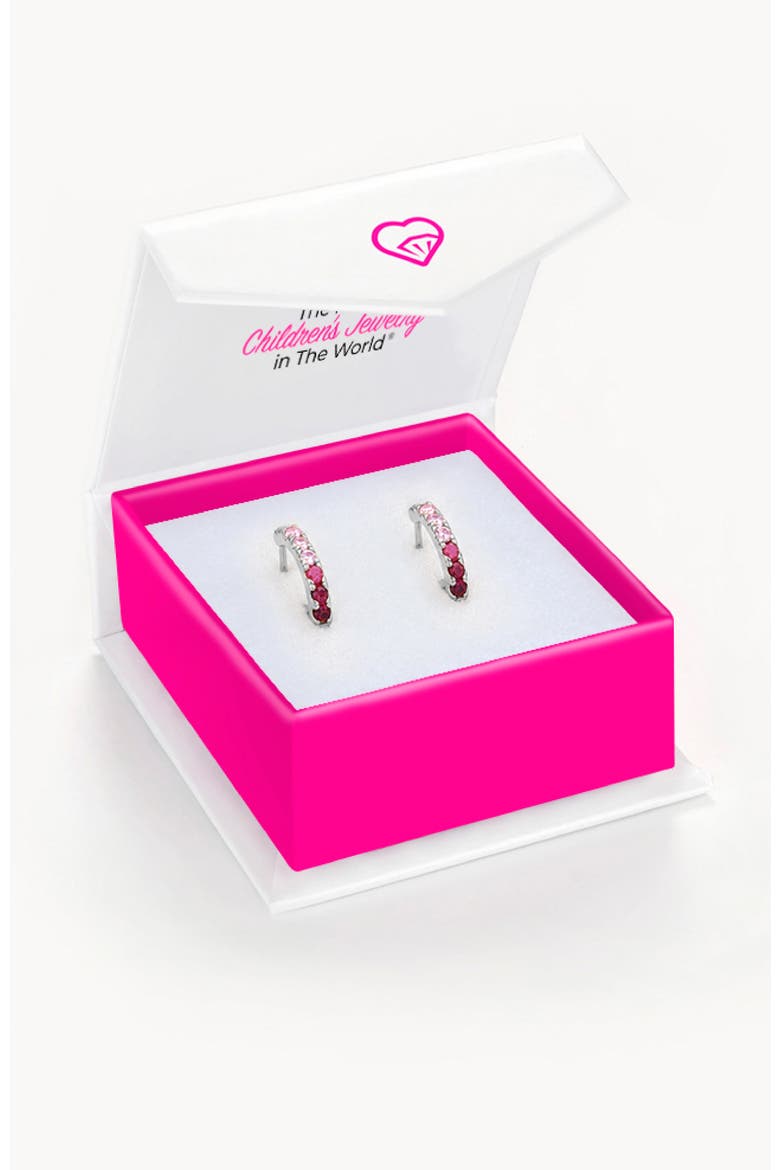 Small Multi Cubic Zirconia Huggie Earrings, Alternate, color, Pink