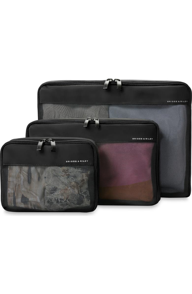Briggs & Riley Check-In Set of 3 Packing Cubes, Main, color, Black