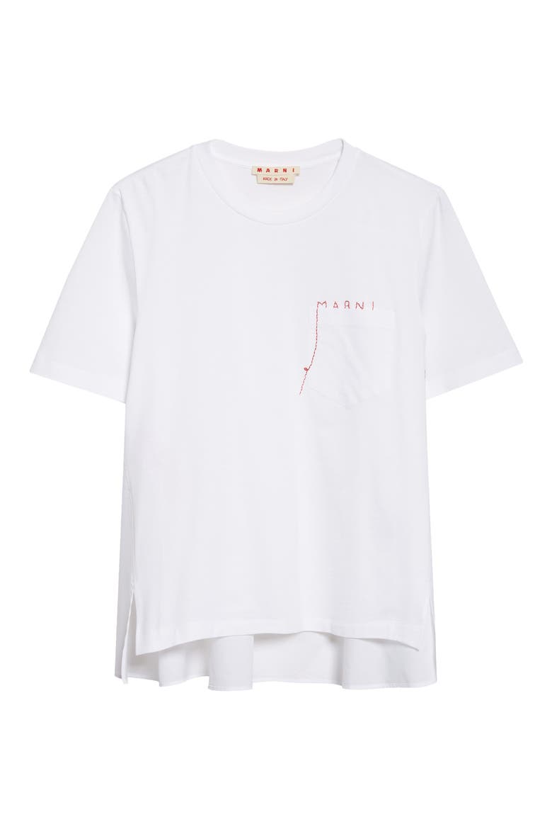 Mending Logo Cotton Poplin Pocket T-Shirt, Alternate, color, 00W01 LILY WHITE