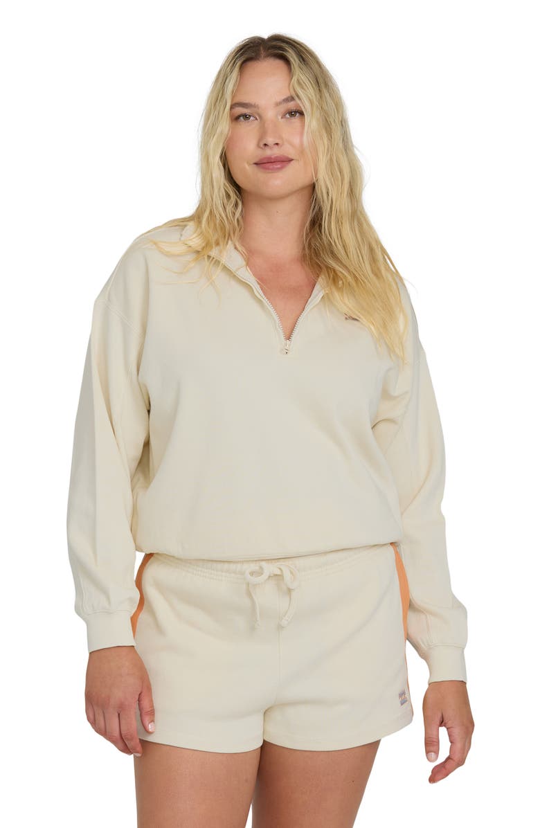 Billabong Classic Feels Half-Zip Cotton Fleece Sweatshirt, Alternate, color, White Cap