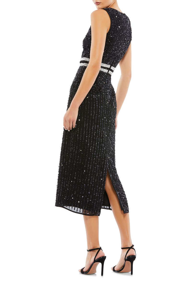 Sleeveless High Neck Beaded Midi Sheath Dress, Alternate, color, BLACK