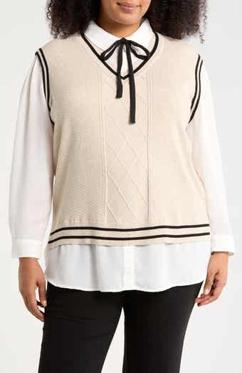 Adrianna Papell V-Neck Twofer Sweater