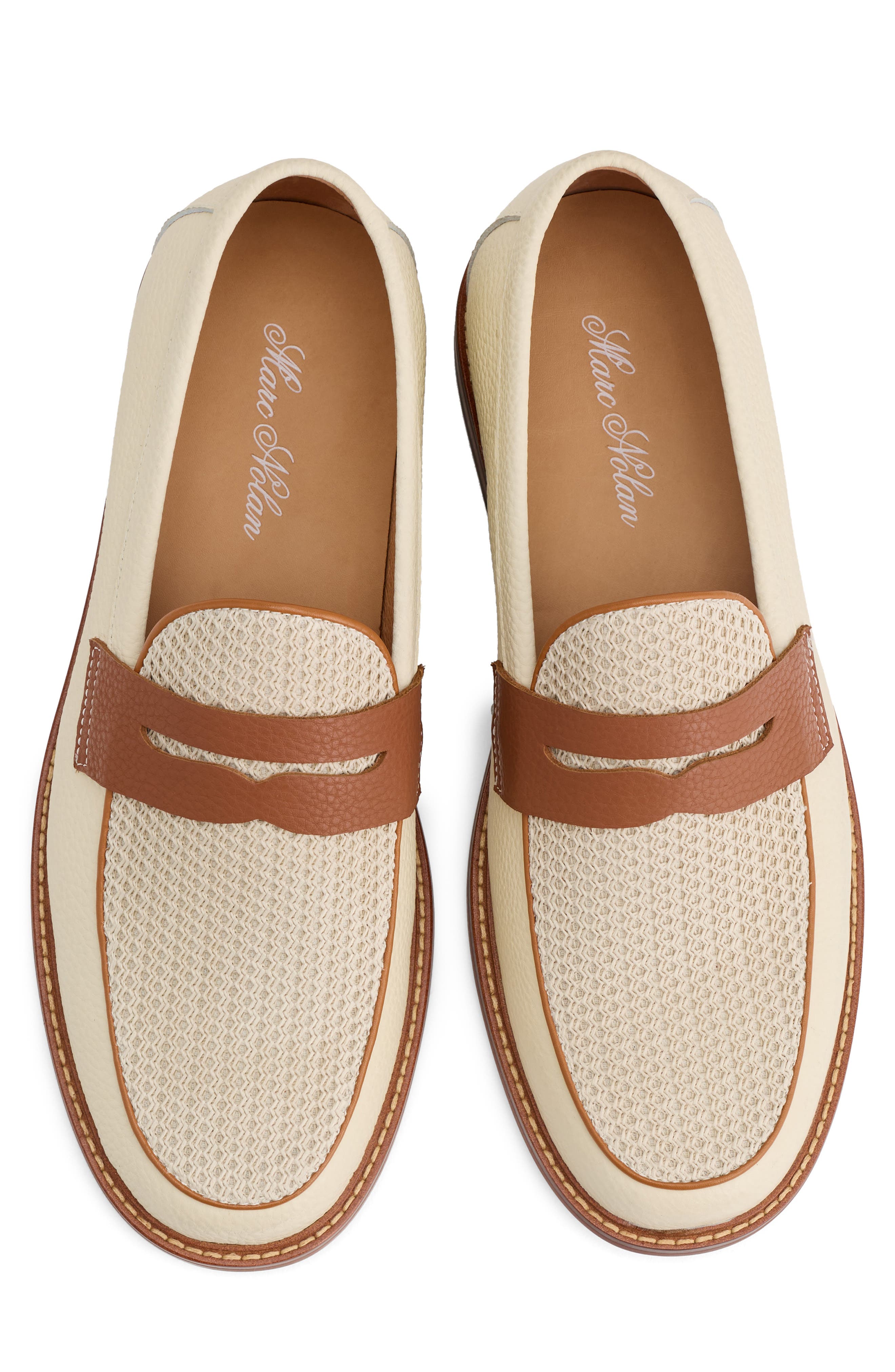 MARC NOLAN Calum Mesh Penny Loafer, Alternate, color, Cream
