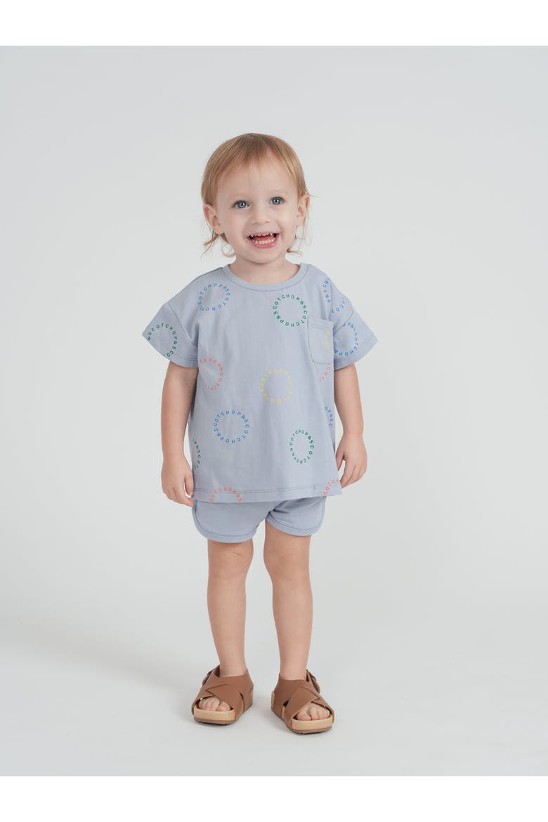 Pocket Tee Elastic Waist Shorts Set, Alternate, color, Ice Blue