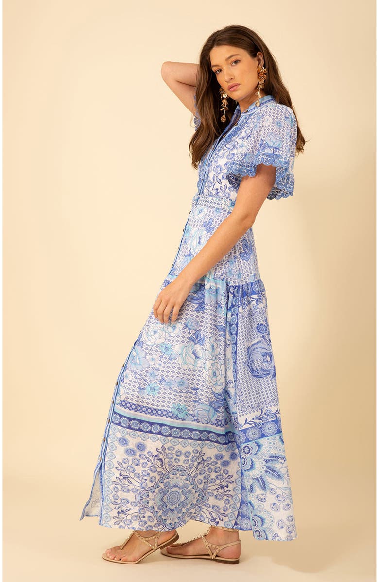 Hale Bob Maggie Belted Linen Maxi Dress, Alternate, color, 