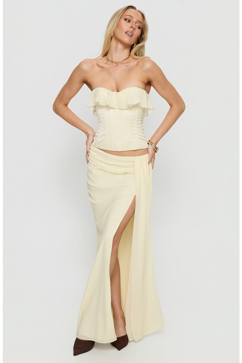 Holliann Ruffle Strapless Top, Alternate, color, BUTTER