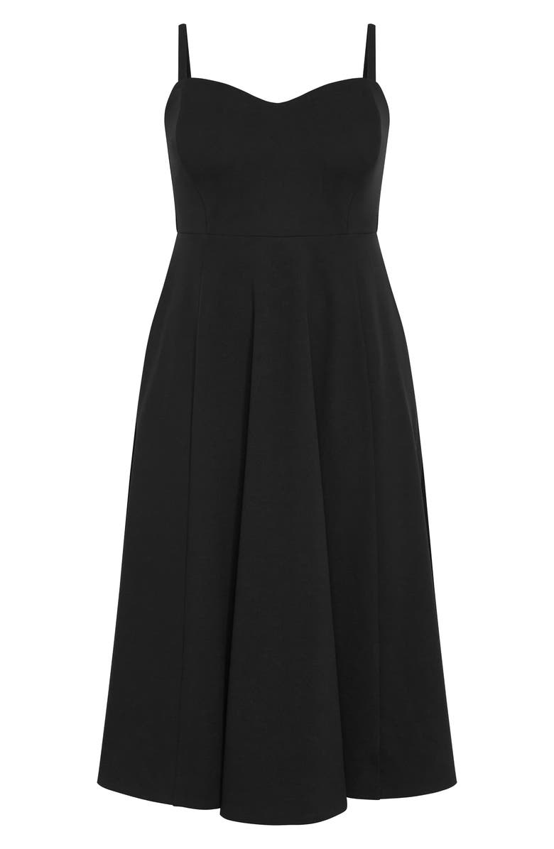 City Chic Bailee Sweetheart Neck Midi Dress, Alternate, color, Black