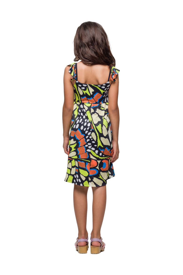 Butterfly Print Empire Waist Sleeveless Dress, Alternate, color, Orange Multi