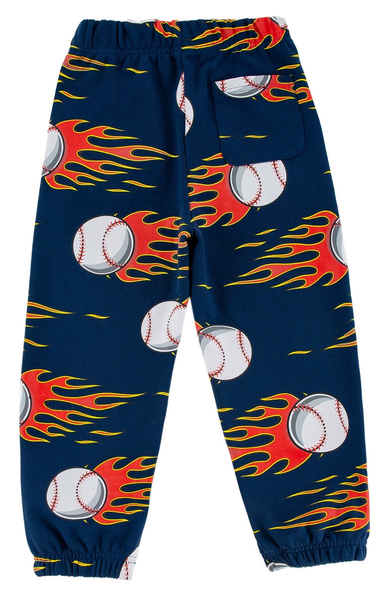CALONIE Kids' Flaming Baseball Print Fleece Sweatpants, Alternate, color, 