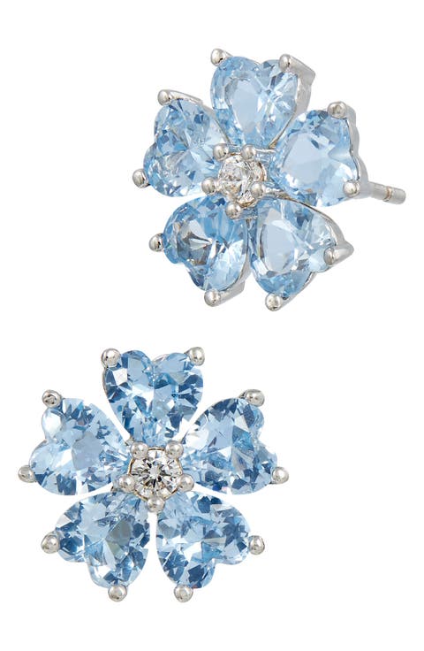 CZ Flower Stud Earrings