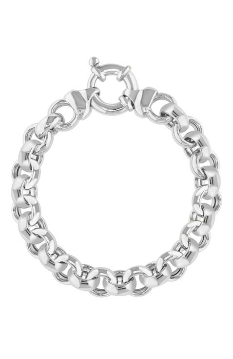 Sculpted Statement Link Bracelet in Sterling Silver