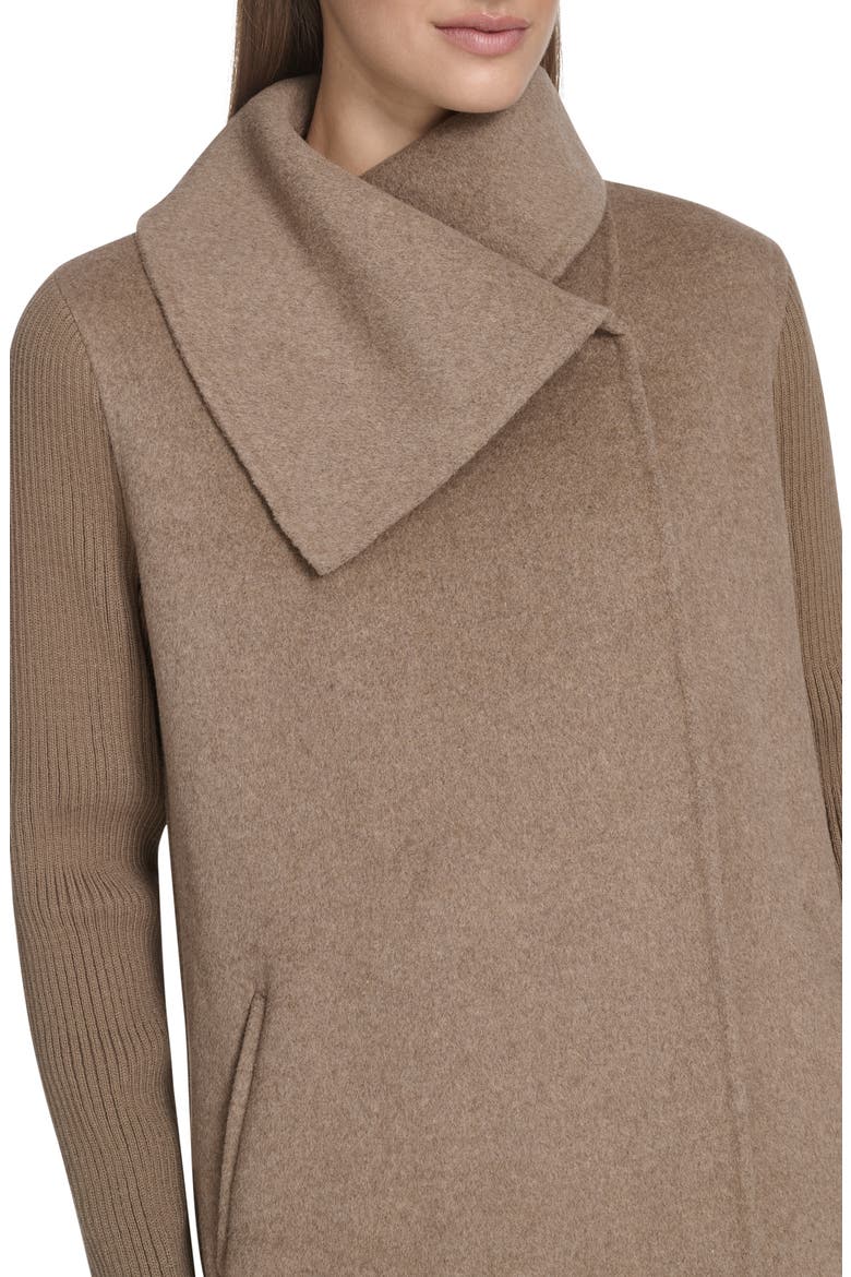 Rib Sleeve Mixed Media Coat, Alternate, color, NUTMEG