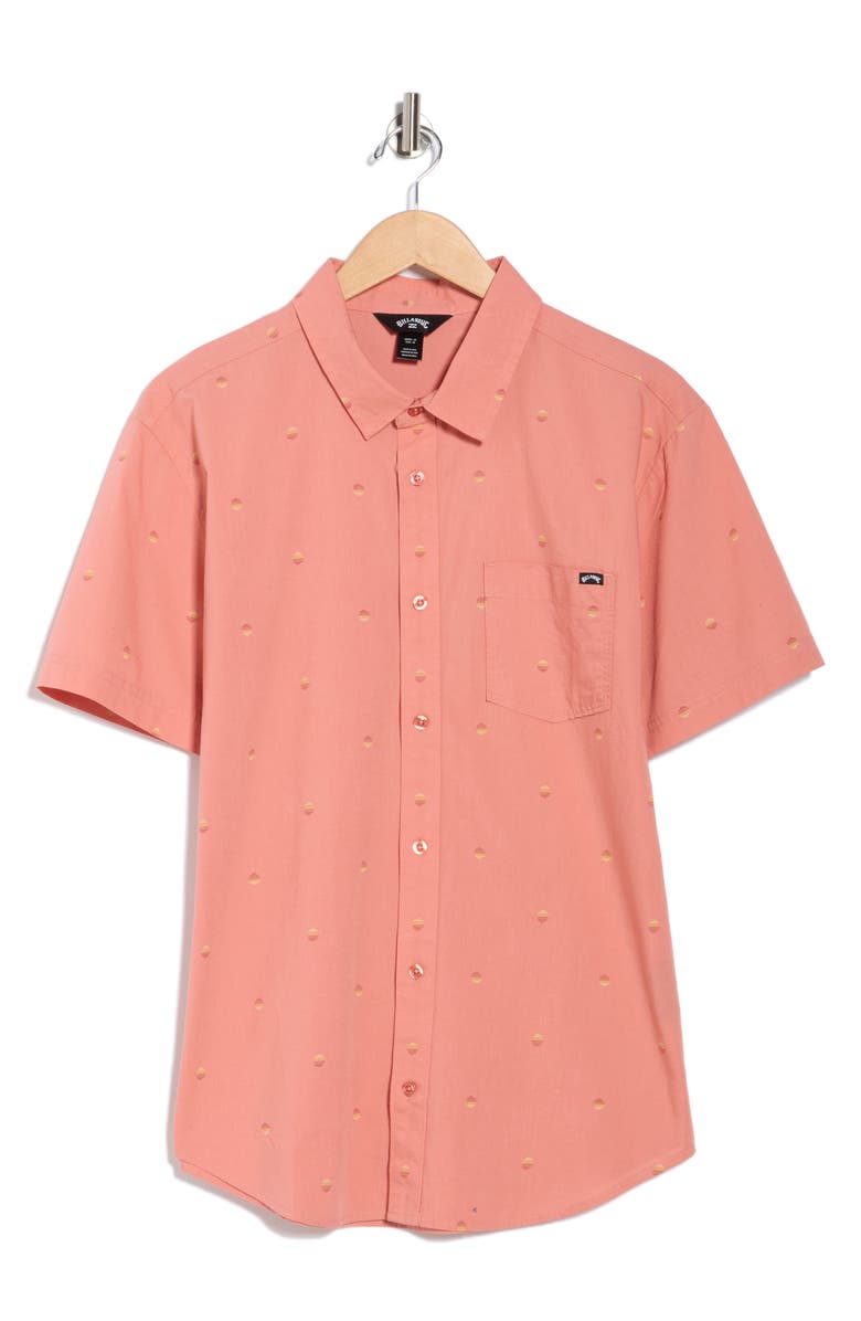 Billabong Fletch Relaxed Fit Short Sleeve Button-Up Shirt, Alternate, color, Dusty Pink