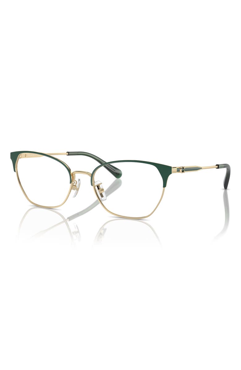 COACH 54mm Cat Eye Optical Glasses, Alternate, color, Gold / Pine Tree / Demo Lens