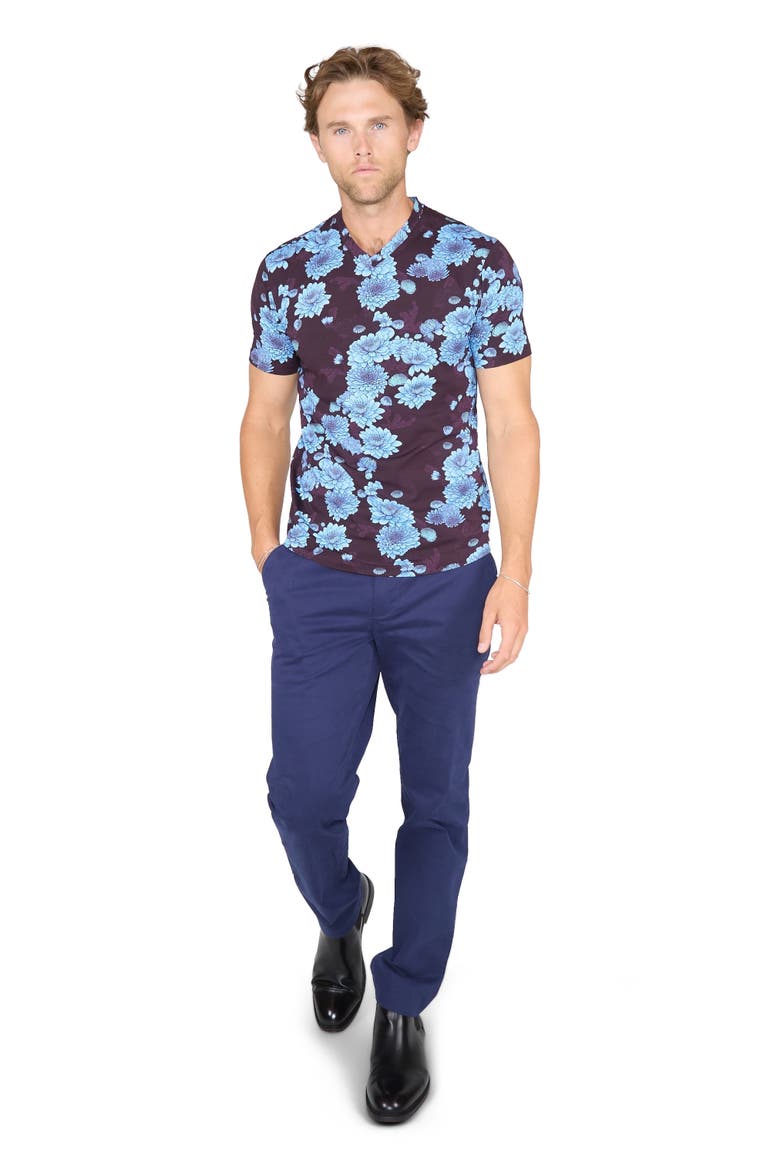 Maze V-neck Tee, Alternate, color, Serious Floral Plum