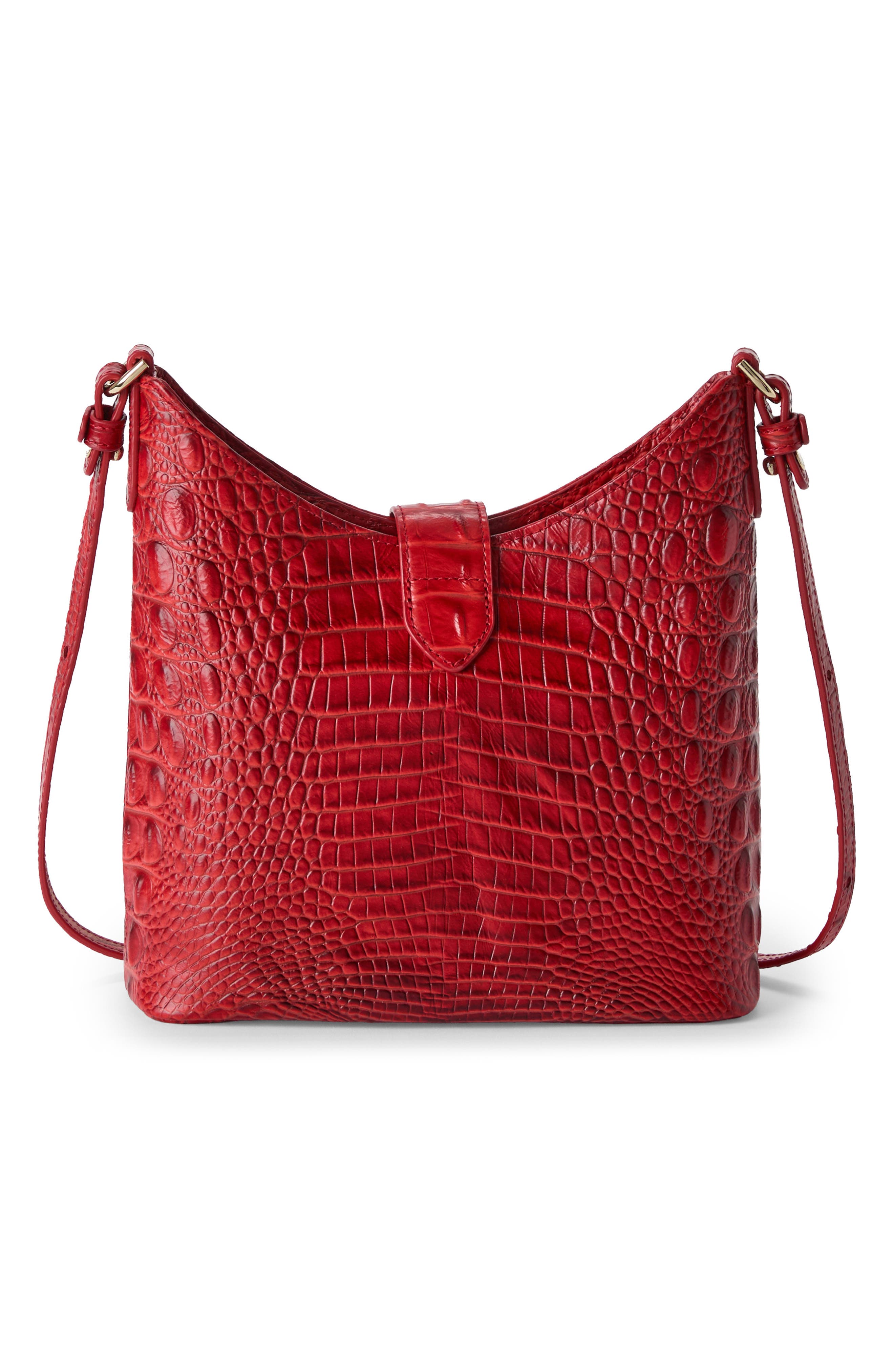 Small Gwynne Croc Embossed Leather Crossbody Bag, Alternate, color, SALSA