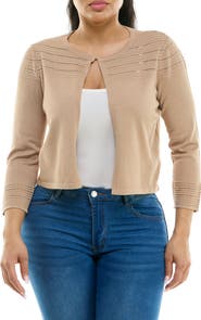 Nina Leonard Sheer Stripe Knit Bolero