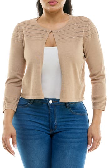 Nina Leonard Sheer Stripe Knit Bolero