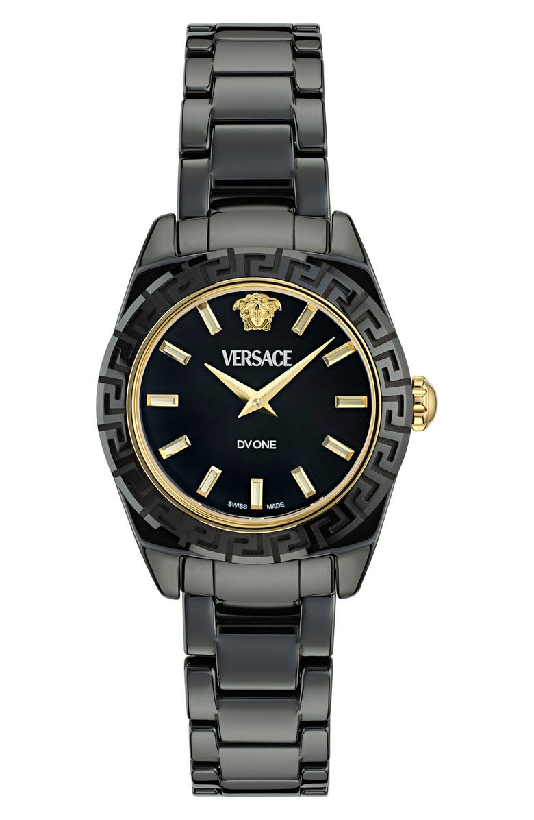 Versace DV One Mini Bracelet Watch, 28mm, Main, color, Black