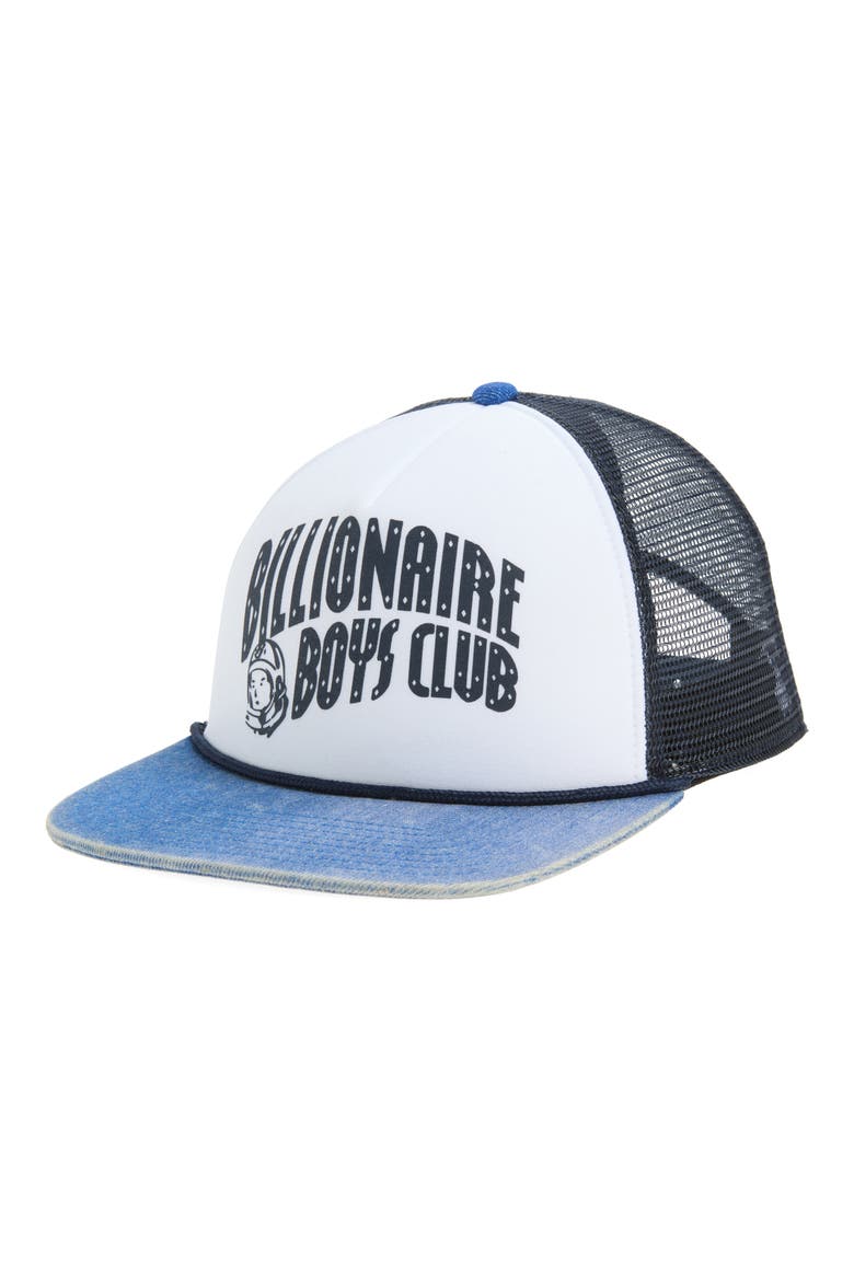 Logo Detail Trucker Hat, Main, color, DENIM