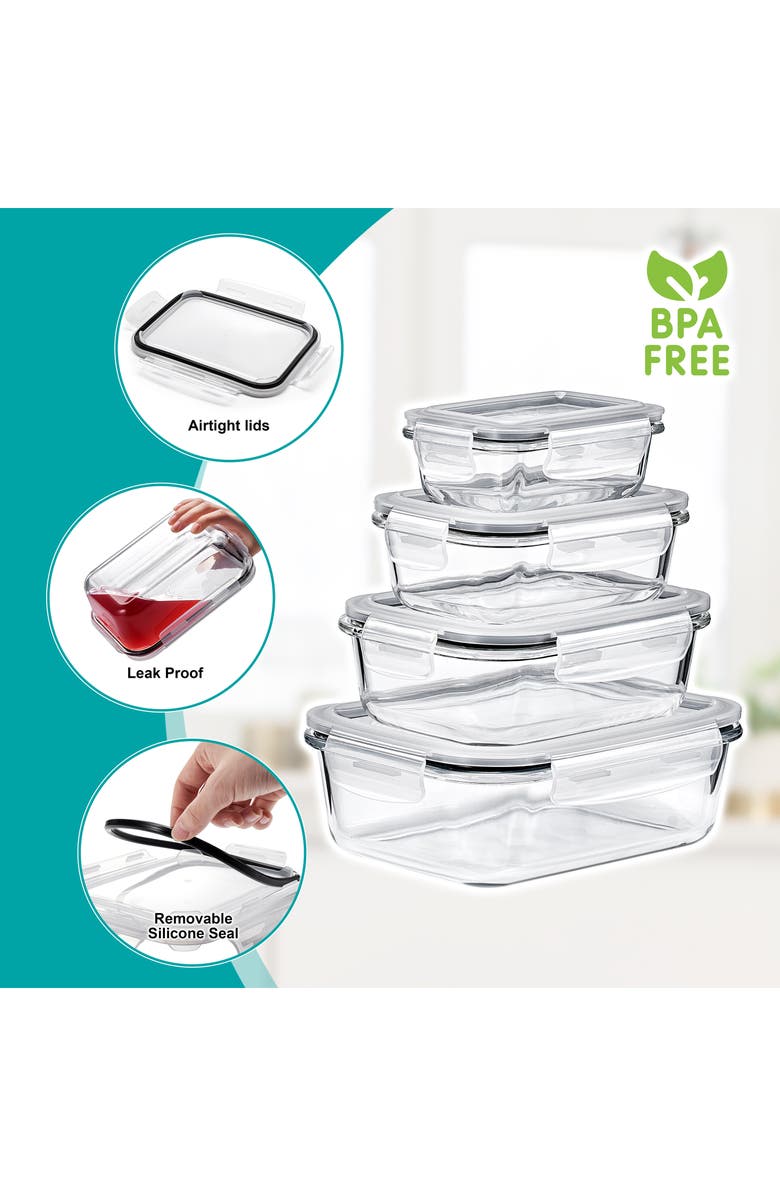 SORBUS 8-Pack Glass Food Prep Storage Containers, Alternate, color, Clear