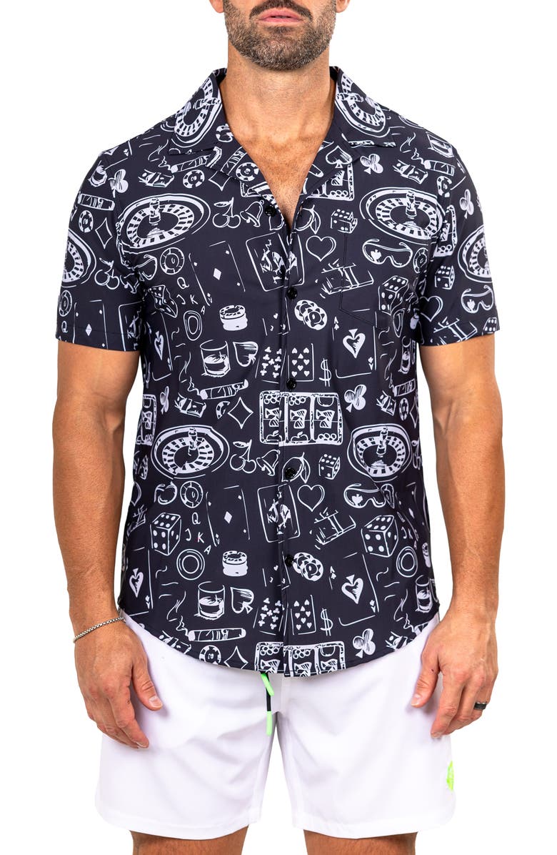 Maceoo Marthy Black Camp Shirt, Main, color, 