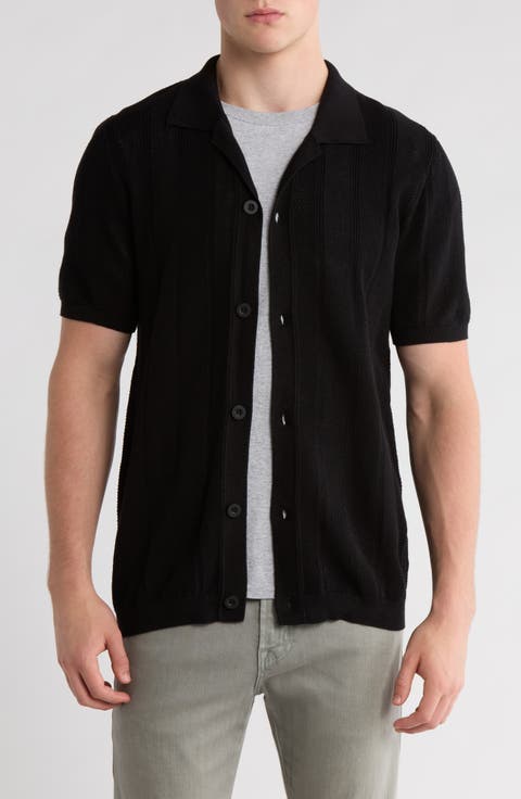Short Sleeve Button-Up Sweater