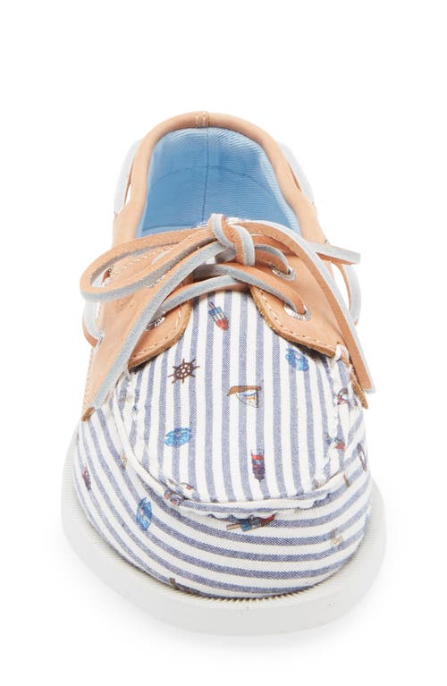 Sperry Authentic Original 2-eye Nautical Print Boat Shoe In White Multi