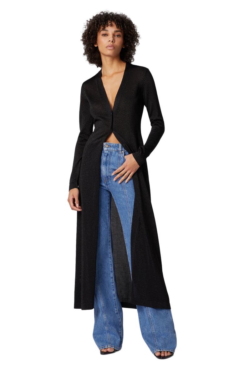 Missoni Long Lamé Viscose Cardigan With V-neck, Main, color, Black