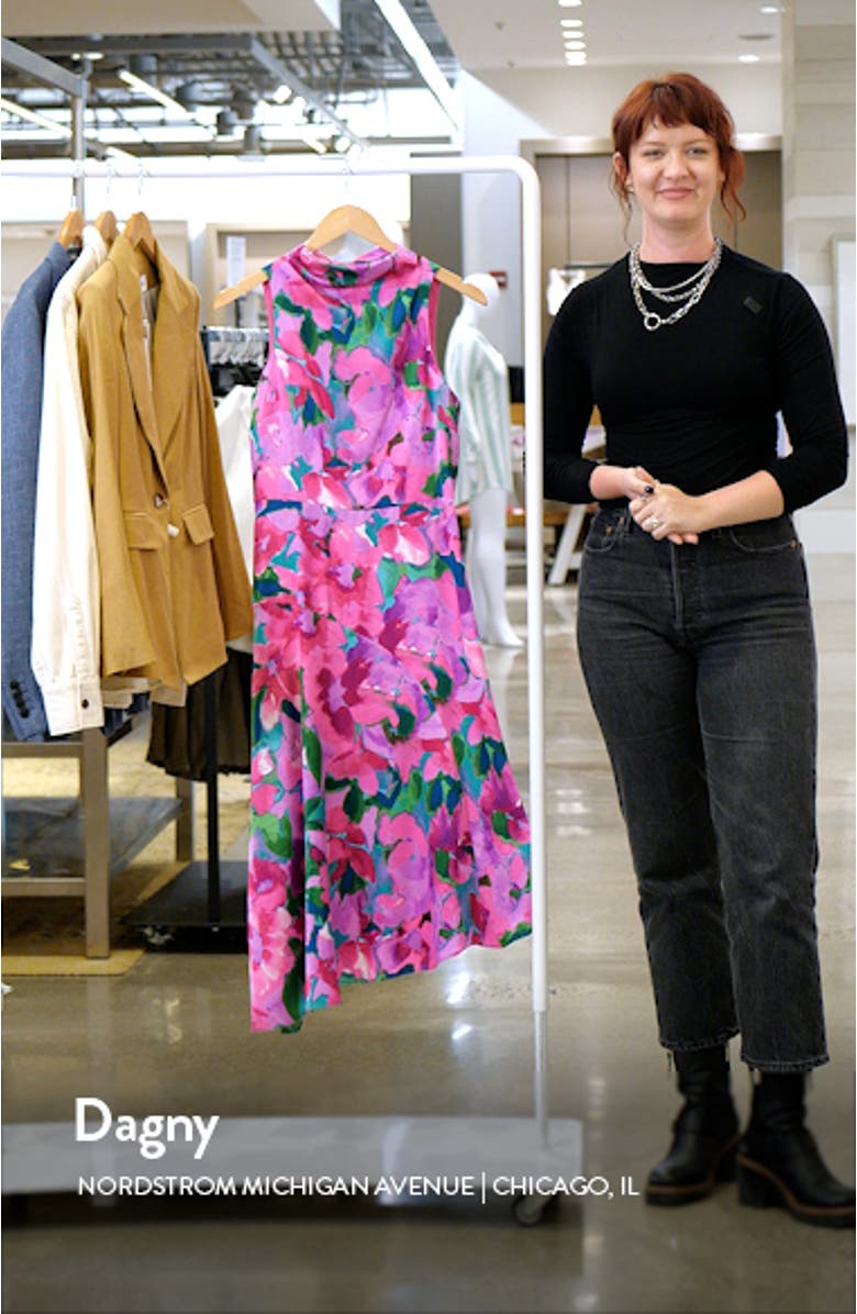 Mock Neck Asymmetric Midi Dress, sales video thumbnail