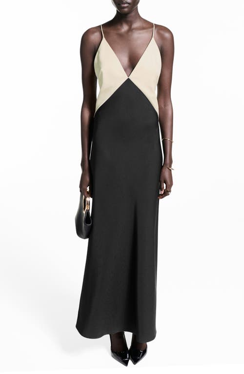 Mango Two-tone Lingerie Dress Black In Black