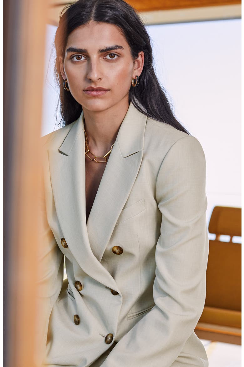 Double Breasted Blazer, Alternate, color, BEIGE