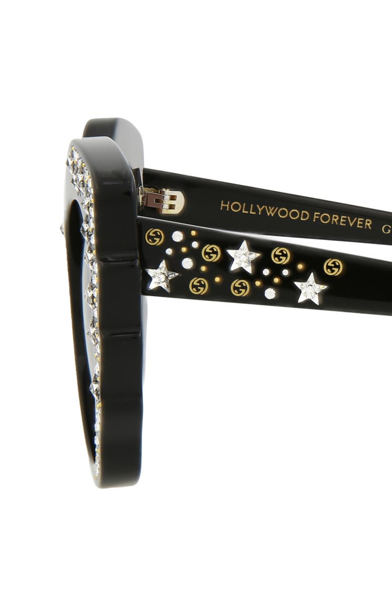 Gucci 52mm Special Edition Rhinestone Cat Eye Sunglasses, Alternate, color, Black Black Red