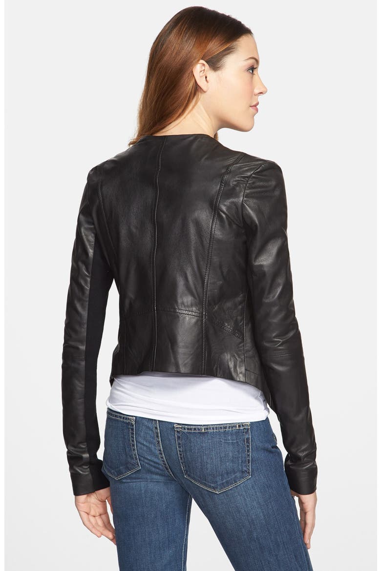 'Waterfall' Leather Jacket, Alternate, color, BLACK