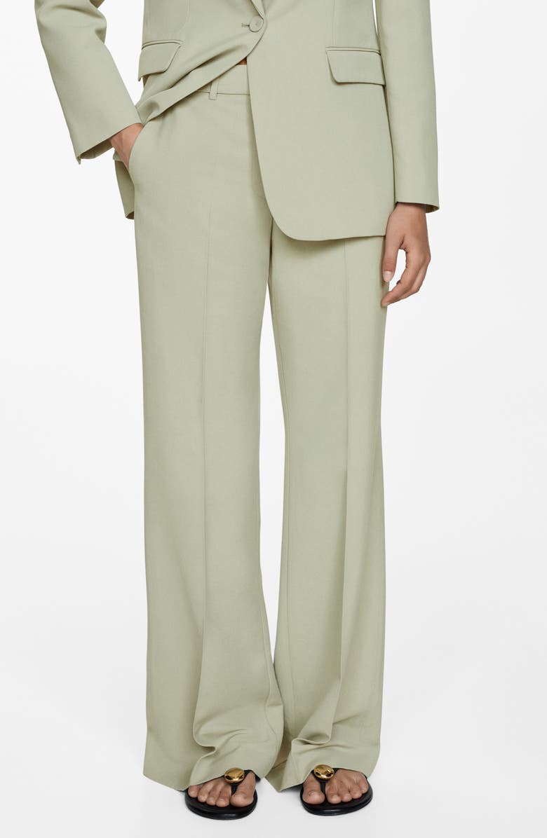 MANGO Flare Pants, Main, color, Pastel Green