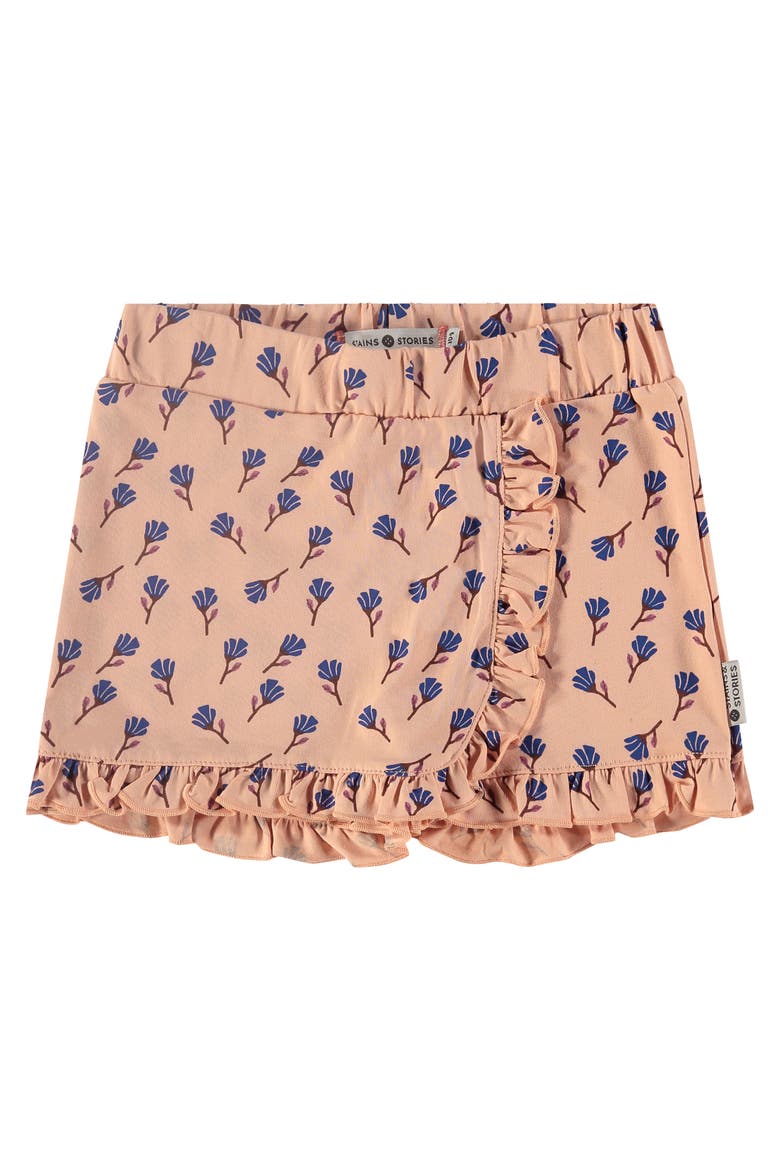 Allover Floral Ruffle Skort, Main, color, Salmon