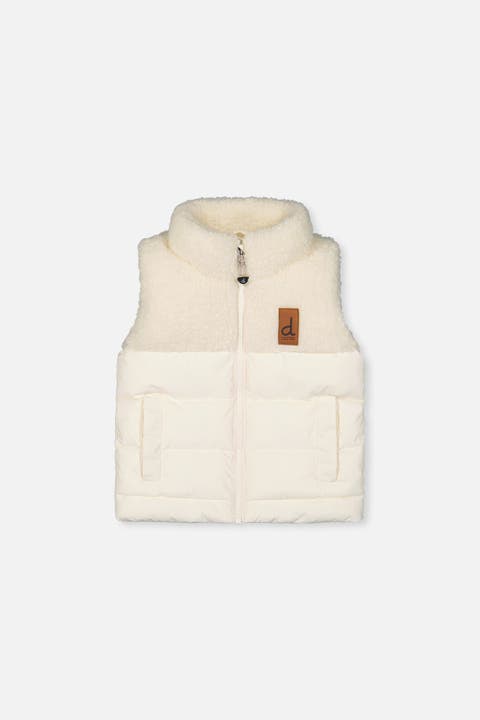 Sleeveless Mid-Season Fleece Quilted High Collar Vest