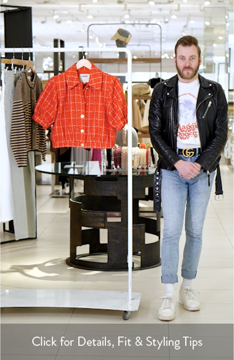 Cove Plaid Short Sleeve Crop Tweed Jacket, sales video thumbnail