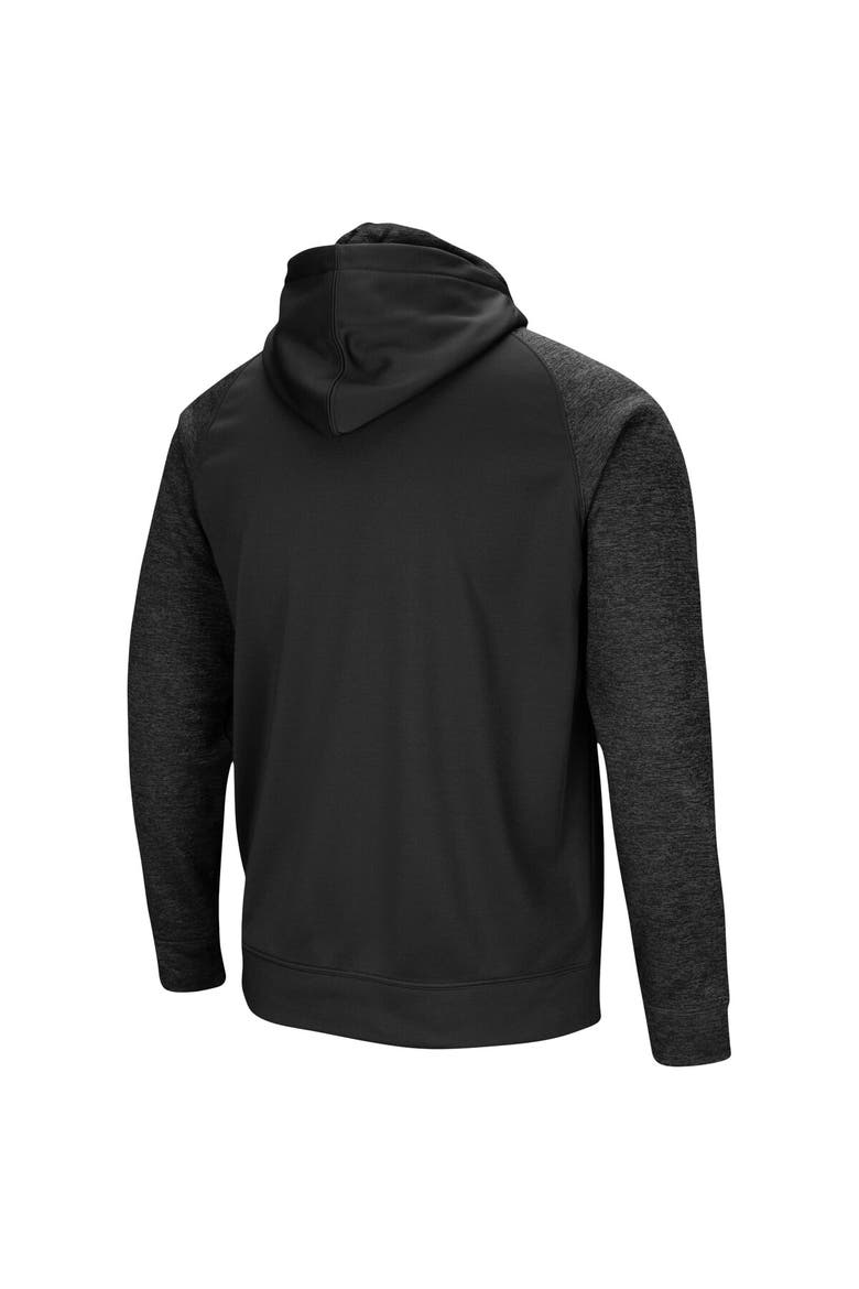 Men's Colosseum Black Iowa State Cyclones Blackout 3.0 Tonal Raglan Full-Zip Hoodie, Alternate, color, Black