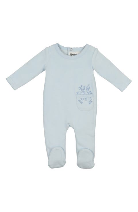 Velour Pocket Cotton Blend Footie (Baby)