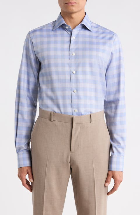 Contemporary Fit Check Cotton Twill Dress Shirt
