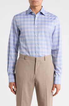 Eton Contemporary Fit Check Cotton Twill Dress Shirt
