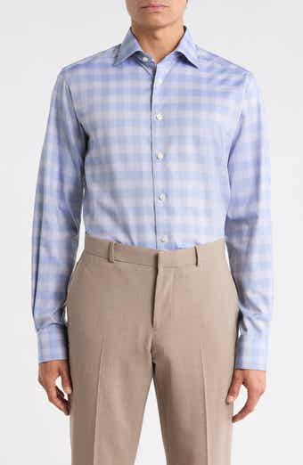 Eton Contemporary Fit Check Cotton Twill Dress Shirt