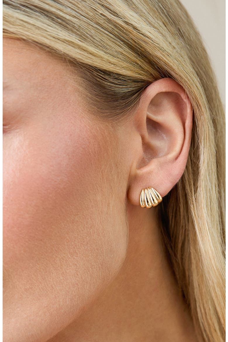 Jumbo Grooved Huggie Hoop Earrings, Alternate, color, 14K YELLOW GOLD