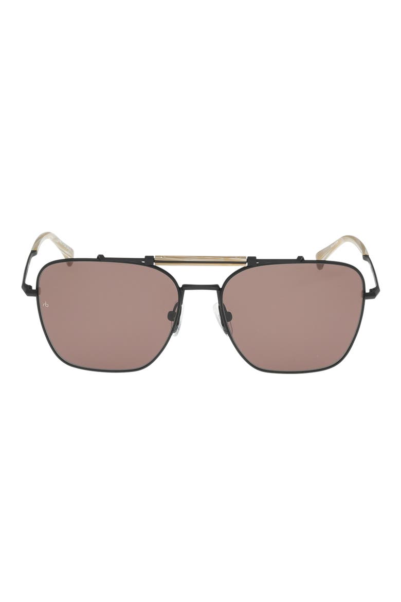 56mm Navigator Sunglasses, Main, color, BLACK / BONE HORN / BROWN