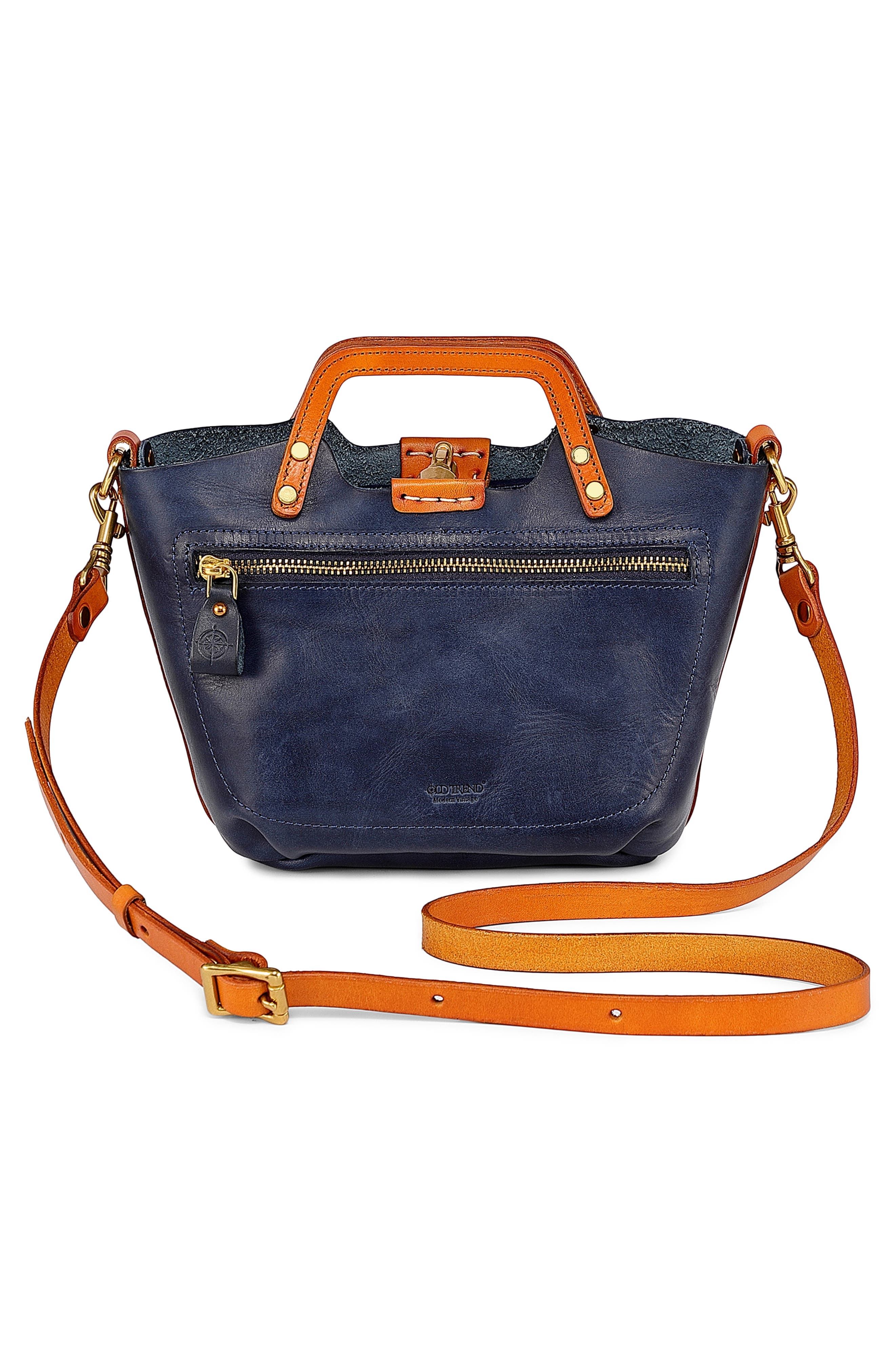 Sprout Land Mini Leather Tote, Alternate, color, NAVY