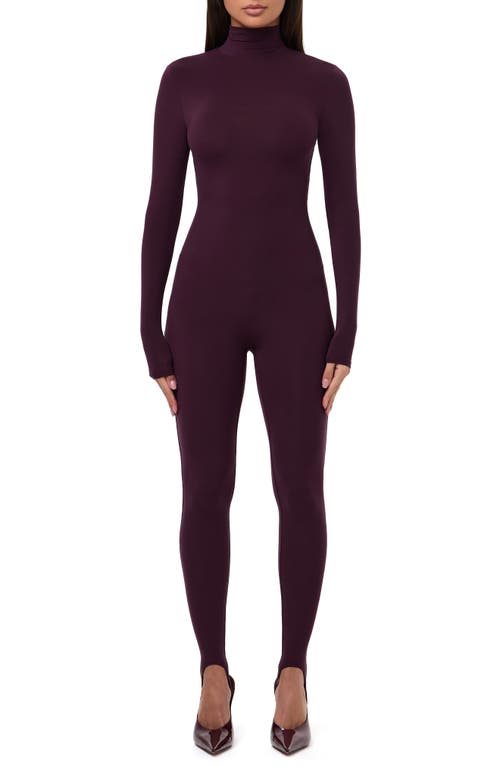 Naked Wardrobe Long Sleeve Stirrup Jumpsuit In Purple
