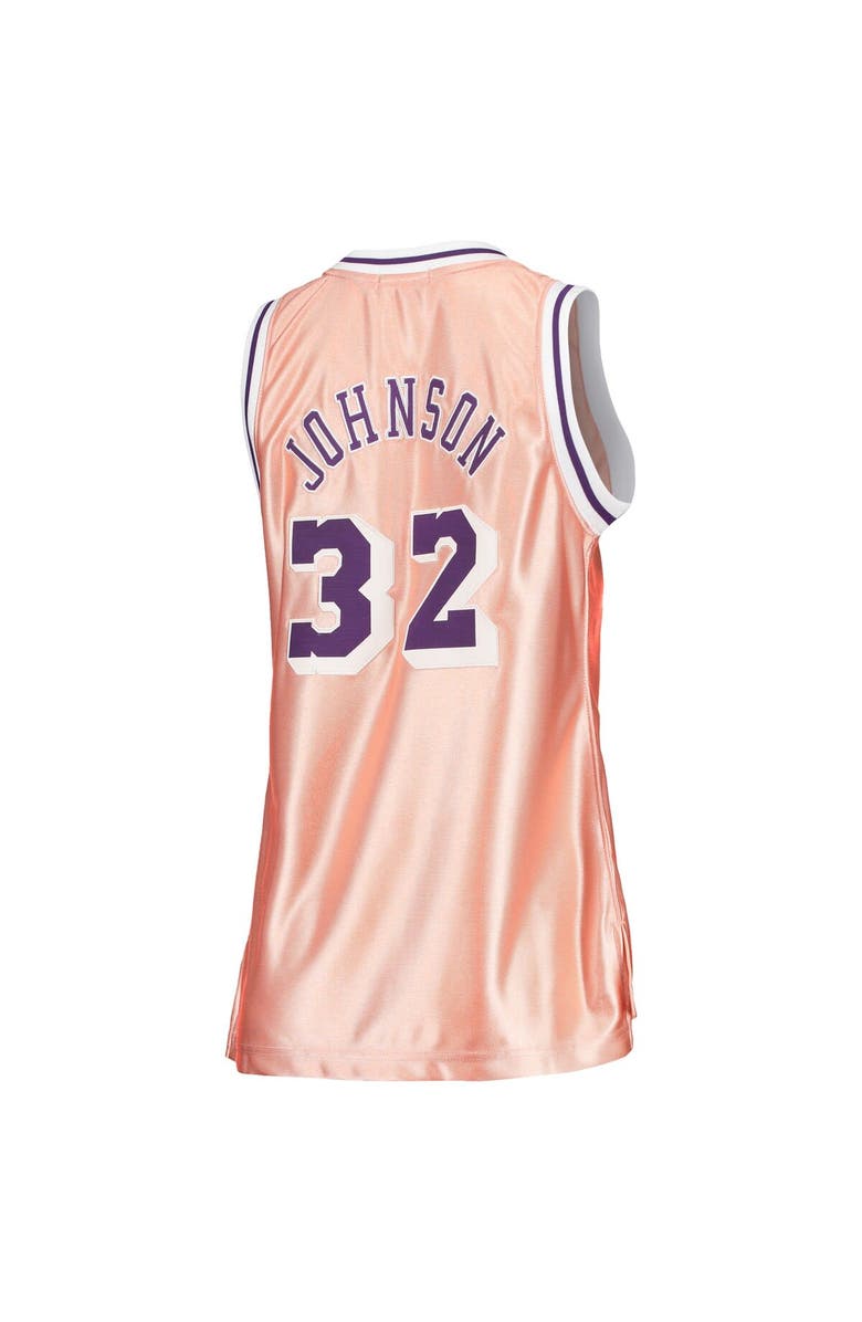 Mitchell & Ness Women's Mitchell & Ness Magic Johnson Pink Los Angeles Lakers 75th Anniversary Rose Gold 1984 Swingman Jersey, Alternate, color, 
