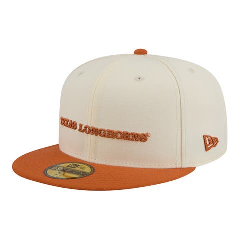 Men's New Era  Cream/Texas Orange Texas Longhorns Two-Tone Script 59FIFTY Fitted Hat